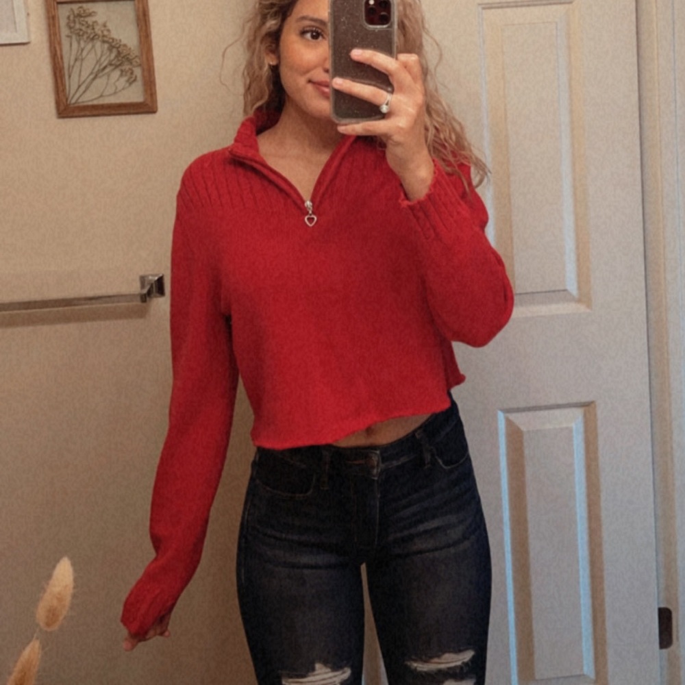 SOLD Red Crop Top Sweater
